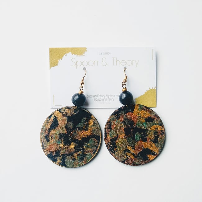 Camouflage Wood Earrings
