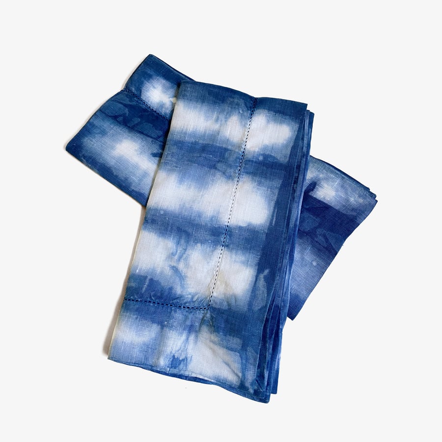 Image of Indigo Dyed Linen Napkins - Set of 2