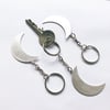 Crescent Moon Keyring - silver tone finish