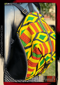 Image 3 of Designs By IvoryB Backpack Kente Yellow Ankara African Print
