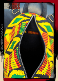 Image 4 of Designs By IvoryB Backpack Kente Yellow Ankara African Print
