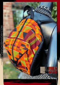 Image 3 of Designs By IvoryB Backpack Kente Orange Burgundy Ankara African Print