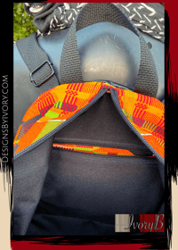 Image 4 of Designs By IvoryB Backpack Kente Orange Burgundy Ankara African Print