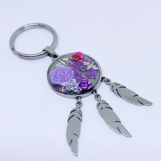 'silver bee' mounted keyring | silver