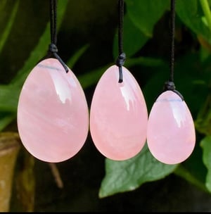 Image of Rose Quartz Yoni Egg Set with Yoni Wand Set