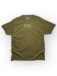 Image 1 of Embroidered Vintage Tee White on Washed Olive Green