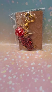Red moon dragon d20 keychain