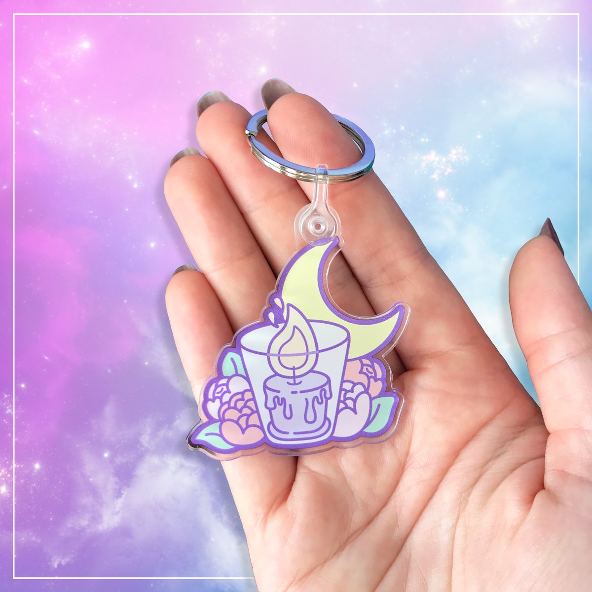 Spoopy Pastel Candle Acrylic Keychain | Kawaii Neko