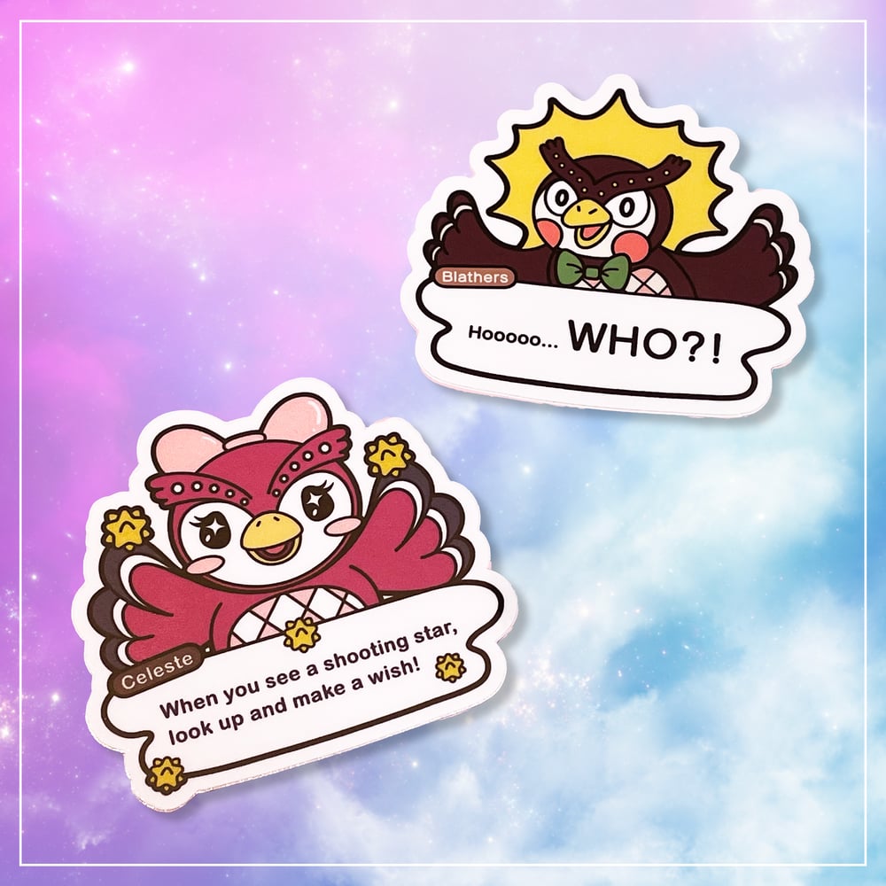 Image of Celeste & Blathers ACNH Vinyl Stickers