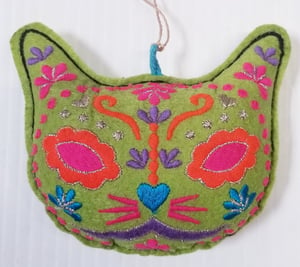 Image of Colorful Hand-Felted Cat Heads