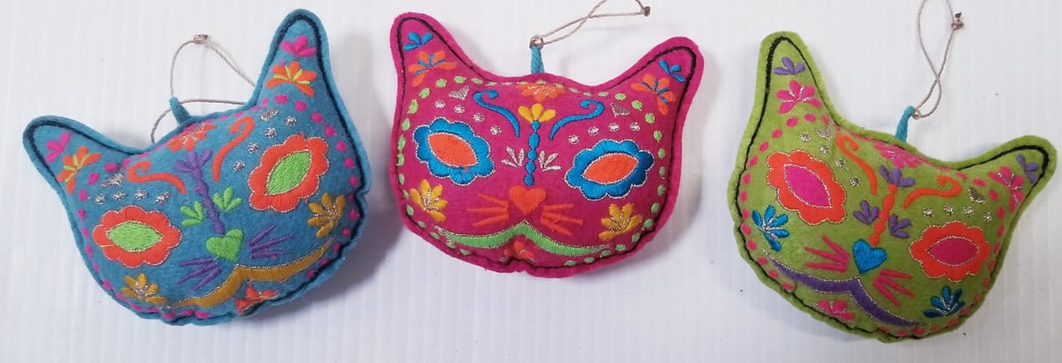 Image of Colorful Hand-Felted Cat Heads