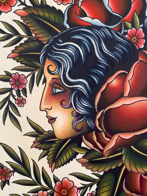 Image of Lady Head Vase mini print