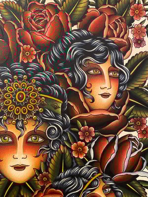 Image of Lady Head Vase mini print