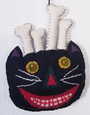 Image of Cat Hand-Felted Bone Head Ornament