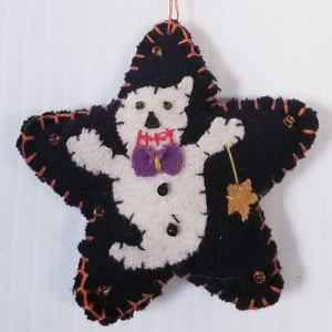 Image of Star Hand-Felted Cat, Ghost and Skull Ornament