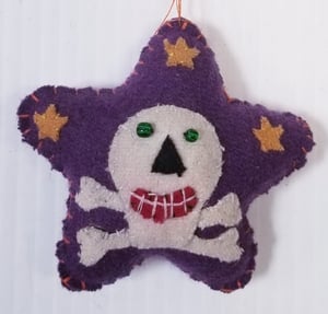 Image of Star Hand-Felted Cat, Ghost and Skull Ornament
