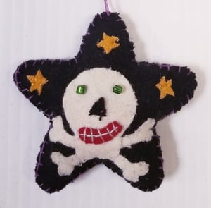 Image of Star Hand-Felted Cat, Ghost and Skull Ornament