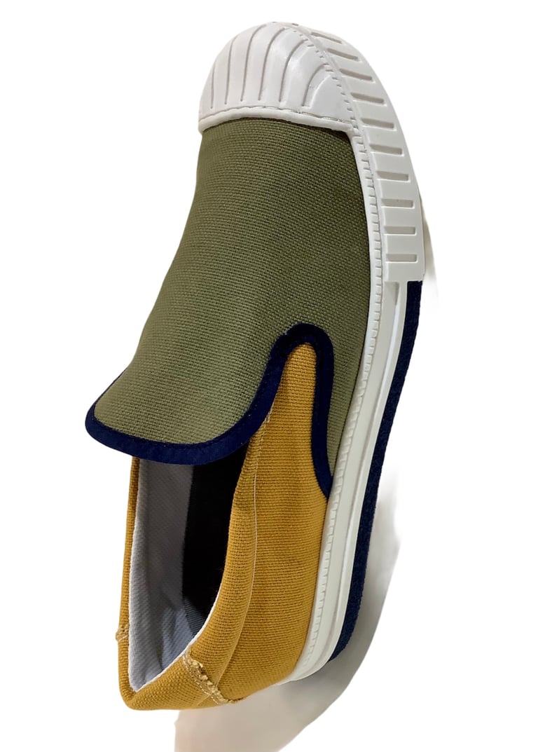 Tortola X Quarter416 olive mustard slip on sneaker shoes made in Spain Image 3