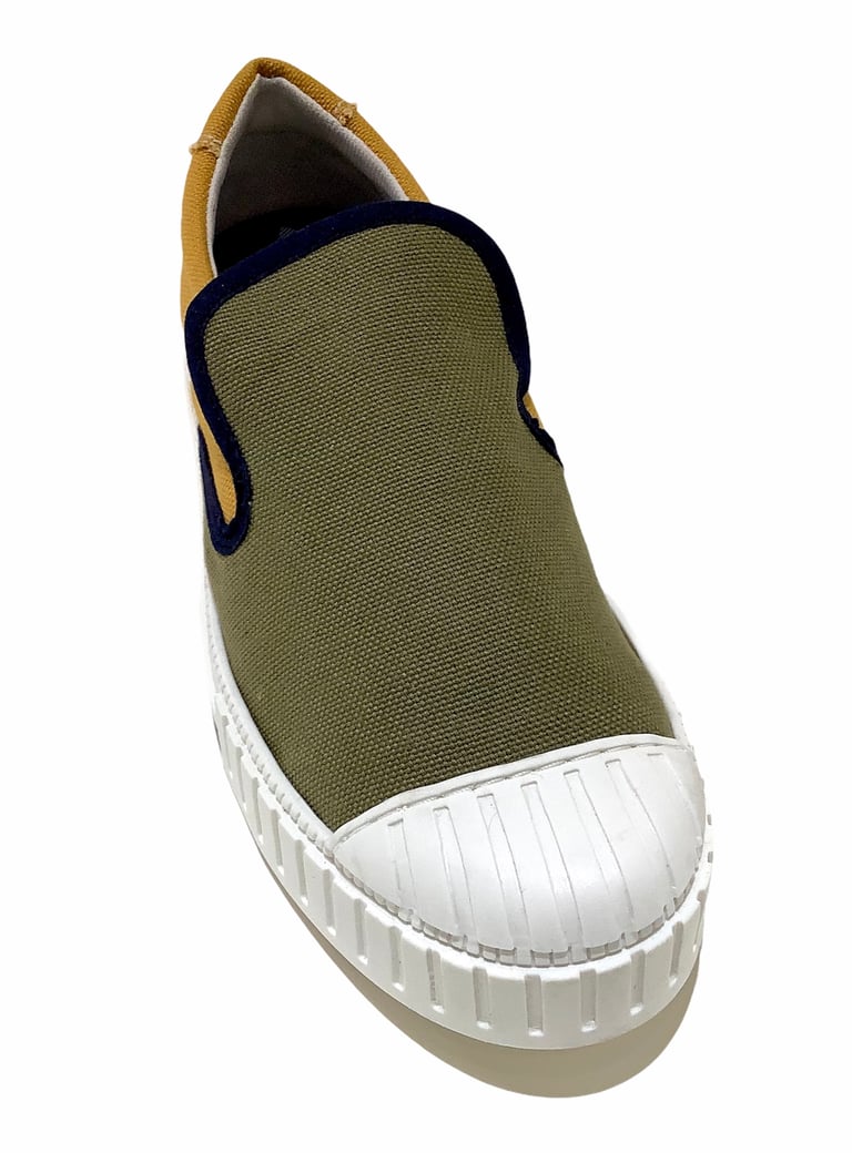 Tortola X Quarter416 olive mustard slip on sneaker shoes made in Spain Image 4
