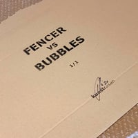 Image 5 of "Fencer vs Bubbles" Original 1/1 Spray on Cardboard