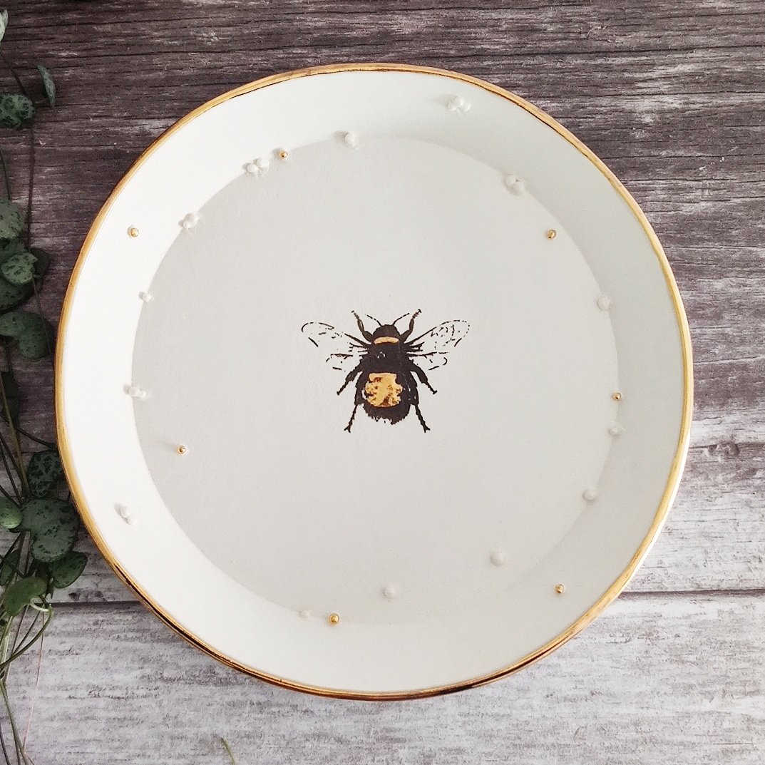 Large golden bee pollen wall plate