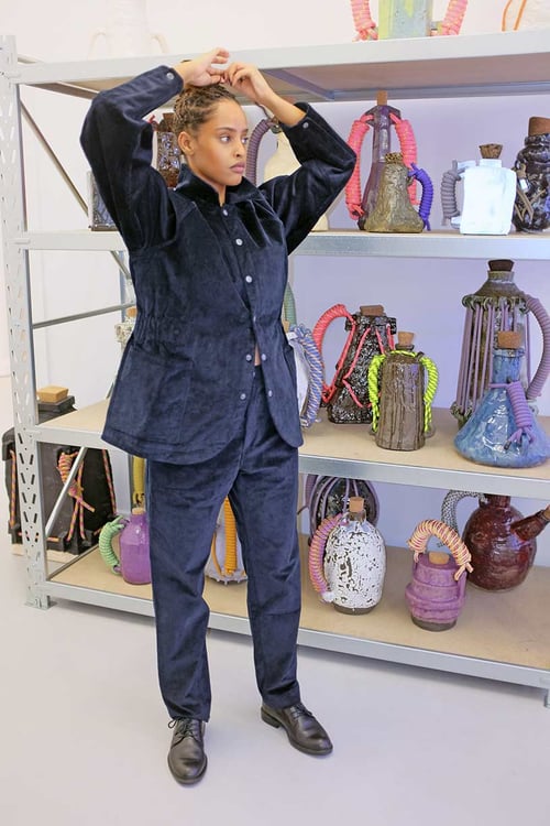 Image of Maja Brix & Aarstiderne - Trousers - Navy Cotton