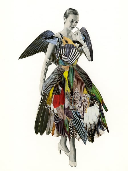 Image of She was given to little flights of fancy. Limited edition collage print.