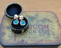 Image 1 of Gold and aquamarine cluster earrings