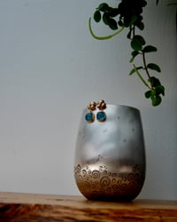 Image 2 of Gold and aquamarine cluster earrings