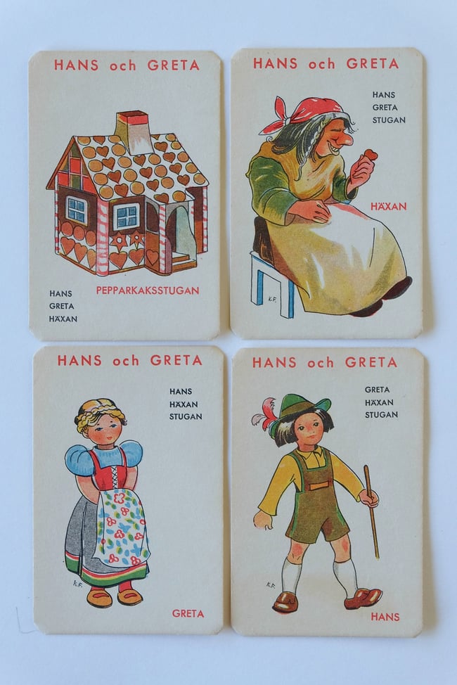 Set of 4 Vintage Playing Cards - Hansel & Gretel