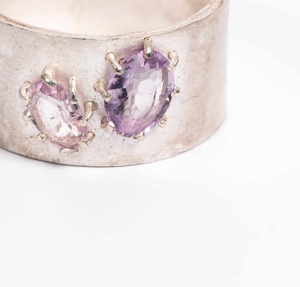 Image of Bague Deux Améthystes