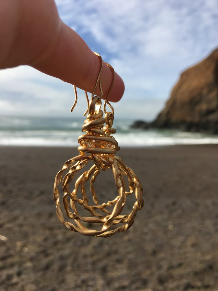 Image of Twisted Brass Whisk Earrings