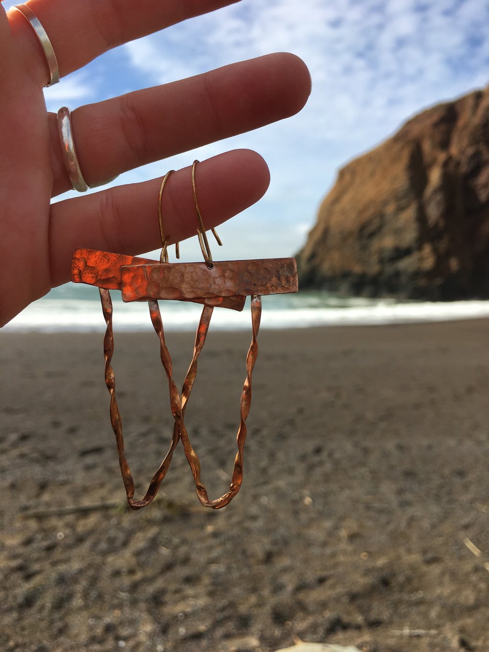 Image of Twisted Brass V Earrings Small