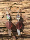 Upcycled Seaglass and Paua Shell Silver Earrings