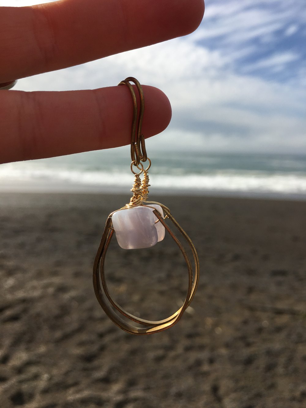 Image of Upcycled Blue Lace Agate & Brass Earrings