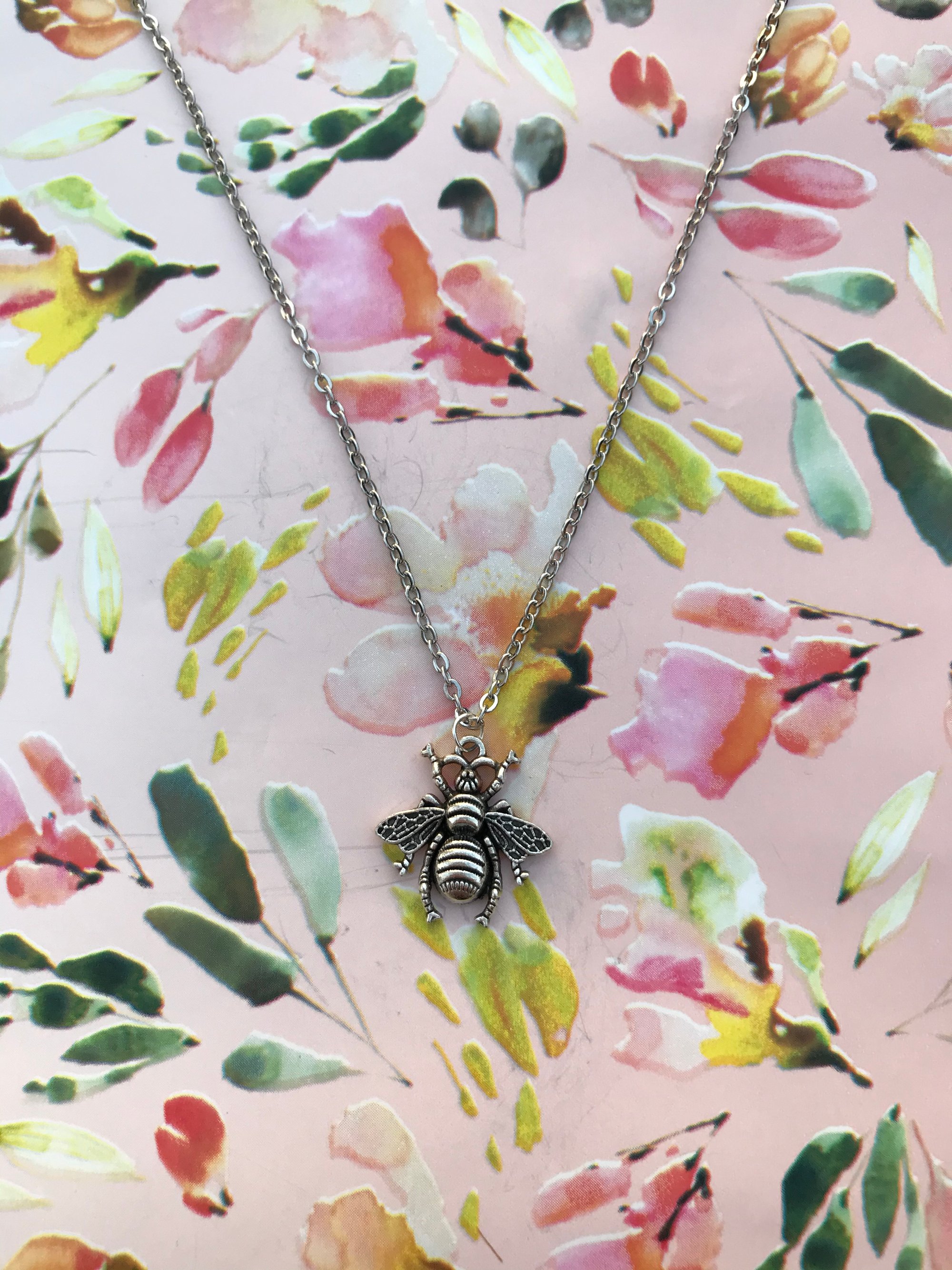 Image of Silver bumblebee necklace