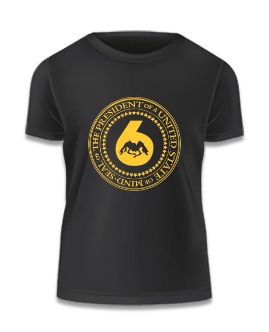 Image of Black Tee w Yellow 'J6 Presidential Seal' Logo
