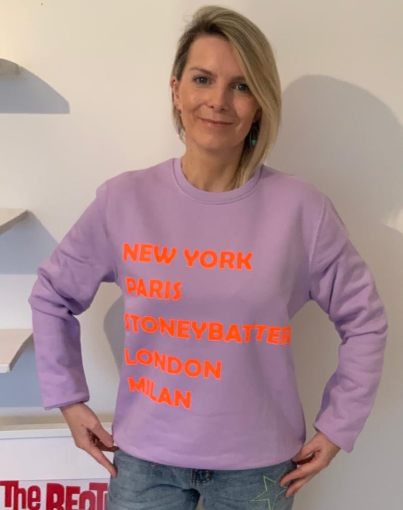 Image of Stoneybatter Lavender Slogan Sweater