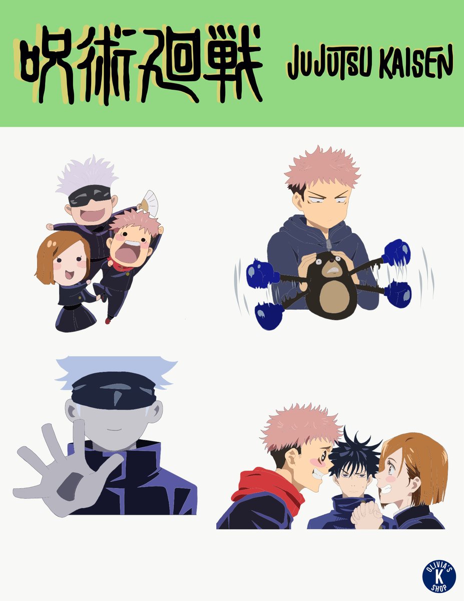 instock jujutsu kaisen sticker sheet oliviaskshop