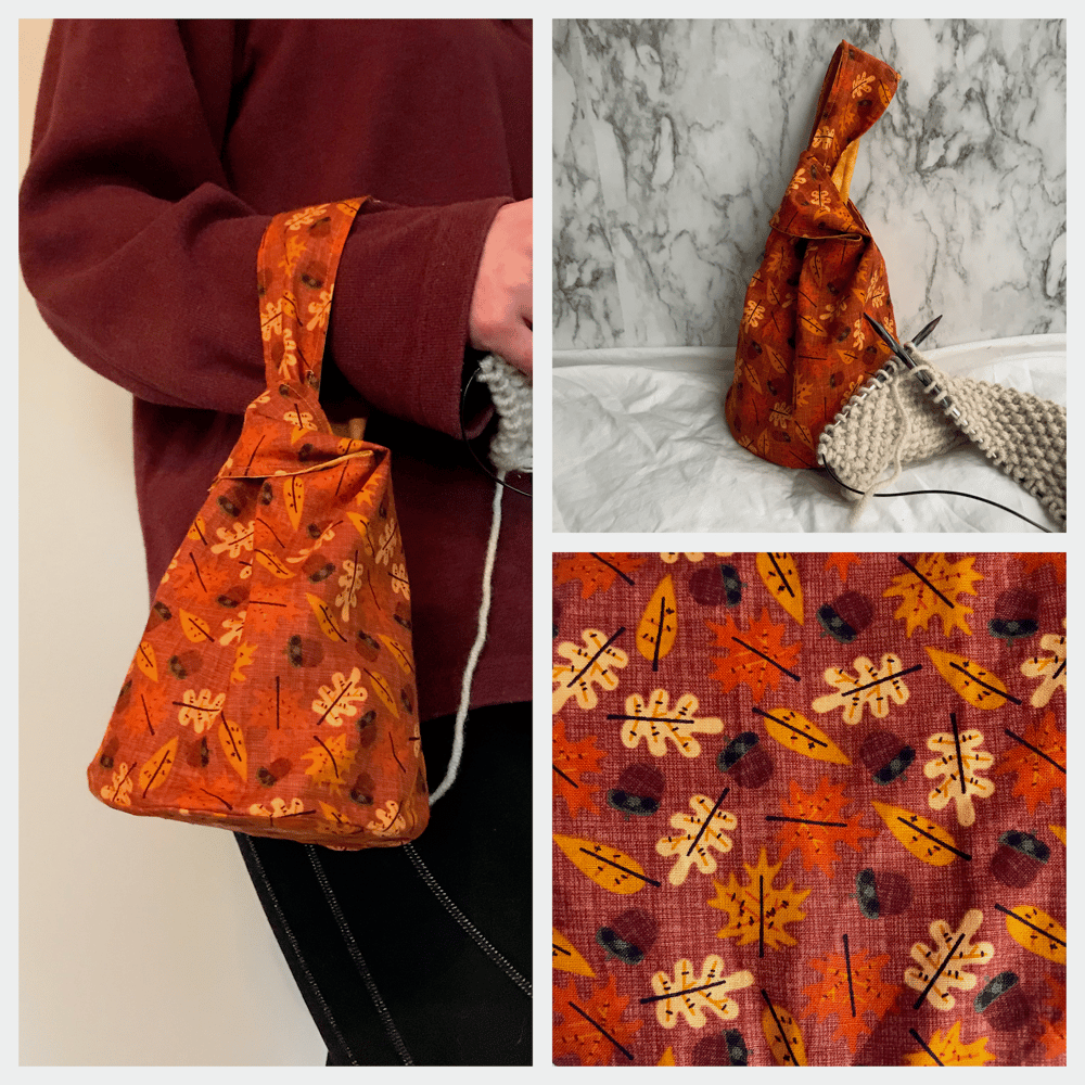 Image of Knitting/Crochet Project Bag - acorns and autumn