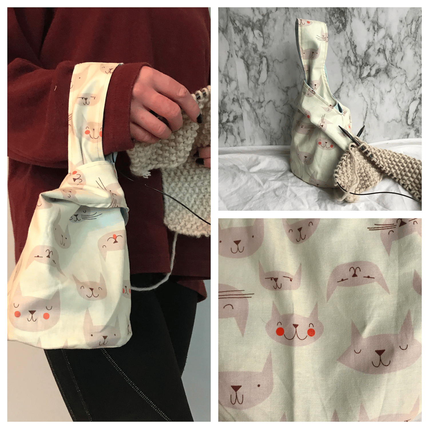 Image of Knitting/Crochet Project Bag - fancy cats
