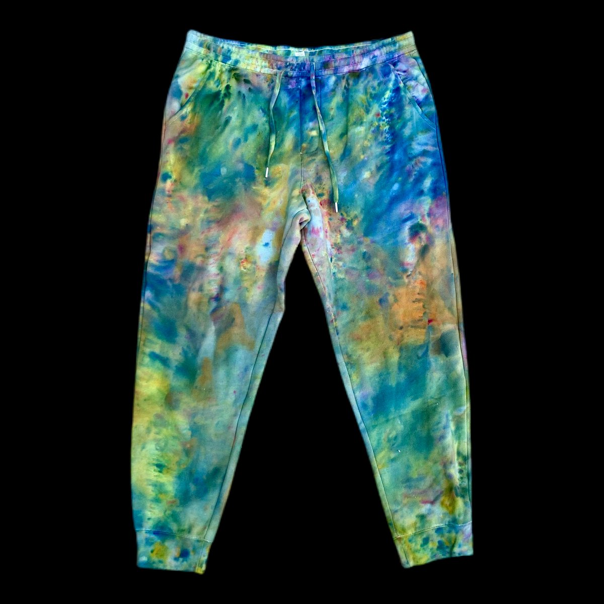 Custom Hand Dyed Fleece Joggers!! - Rainbow Watercolor Wash