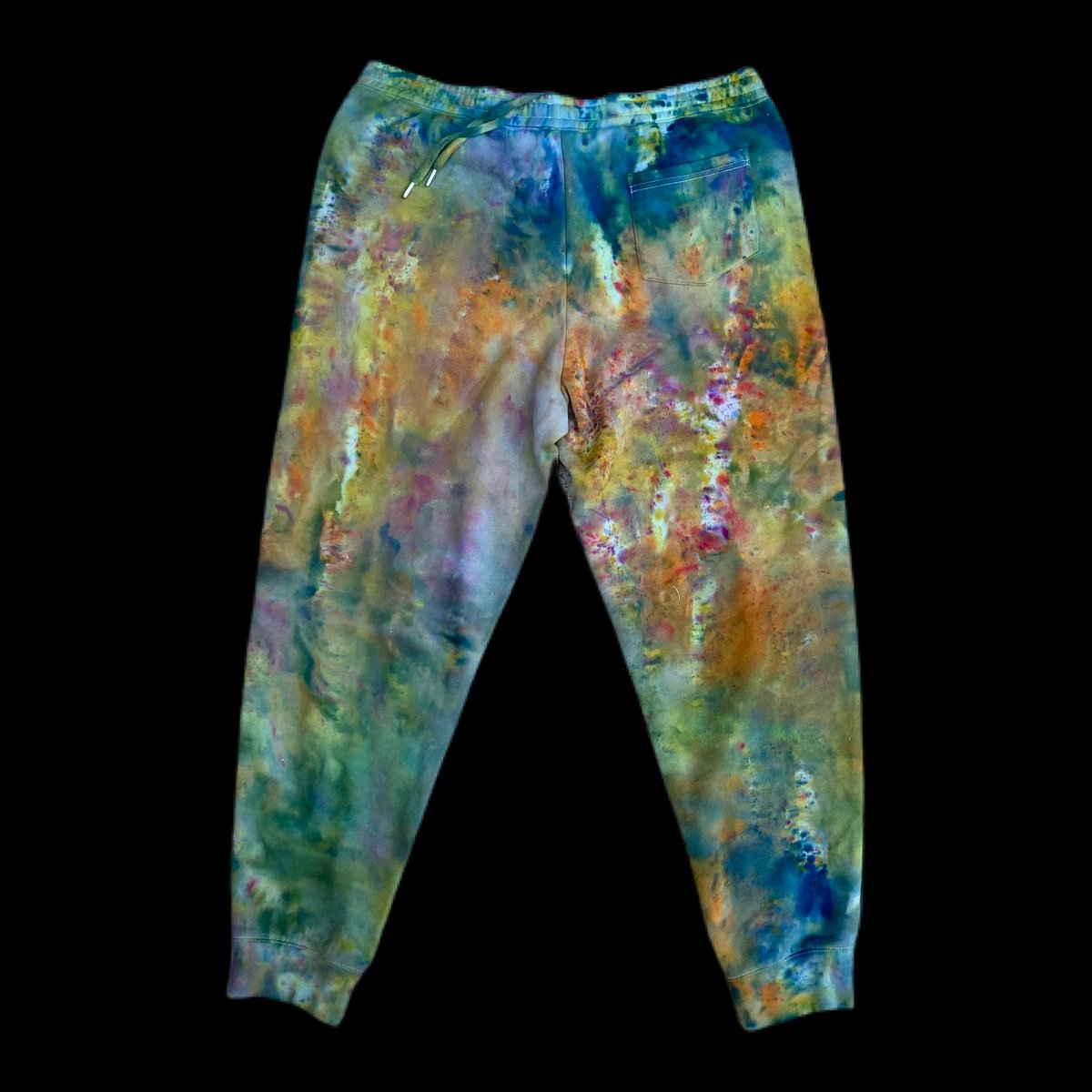 Custom Hand Dyed Fleece Joggers!! - Rainbow Watercolor Wash