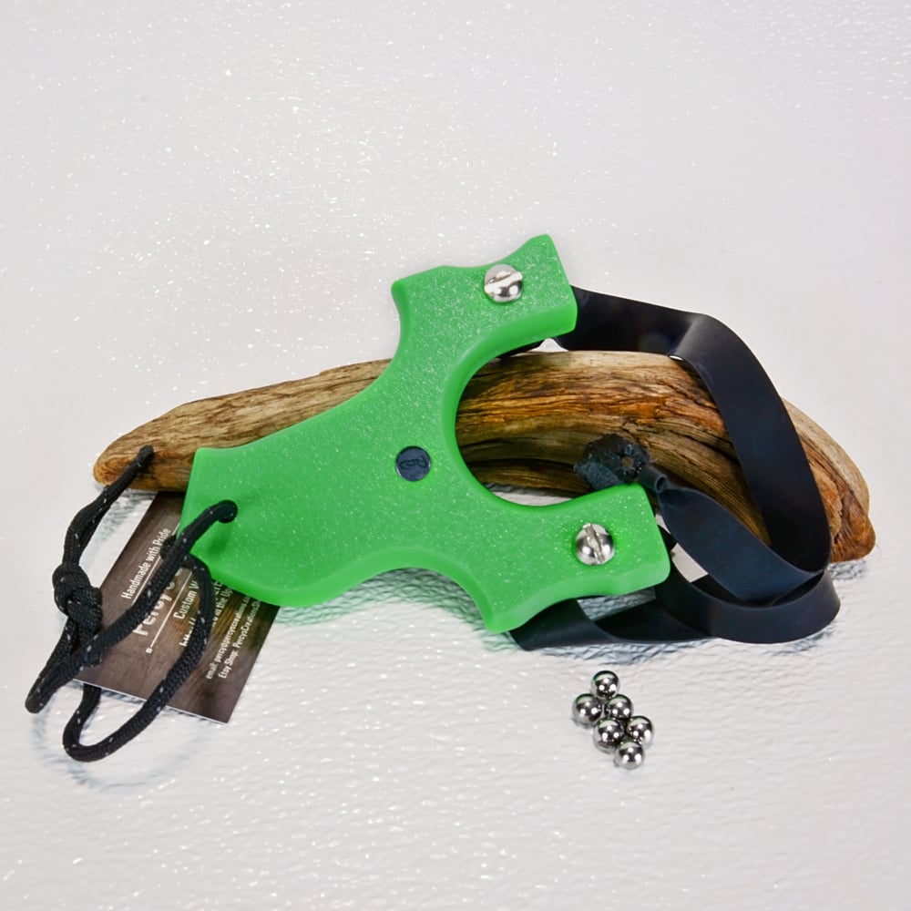 Image of Slingshots Catapults, Green Textured HDPE, The Little Heathen, Right Handed Shooter, Unique Gift