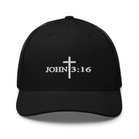 Image 1 of John 3:16 Mesh Back Trucker Cap