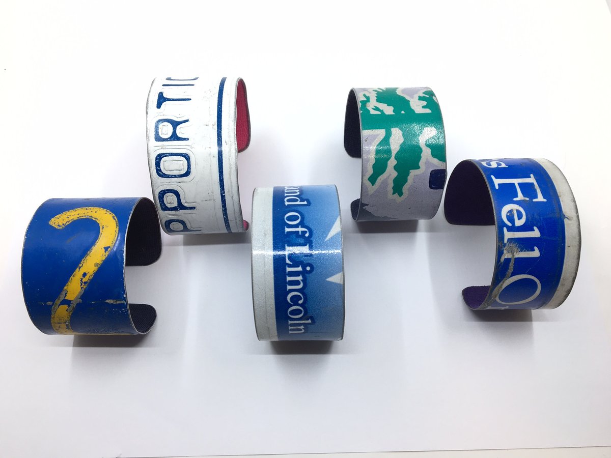 Reclaimed License Plate Cuff Bracelets by Three Sisters Design Co.