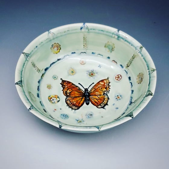 Image of Monarch Butterfly Porcelain Bowl