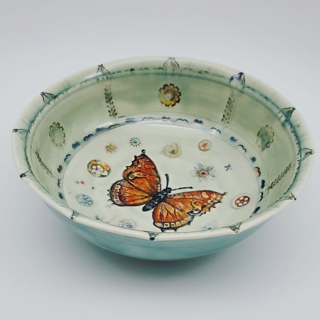 Monarch Butterfly Porcelain Bowl