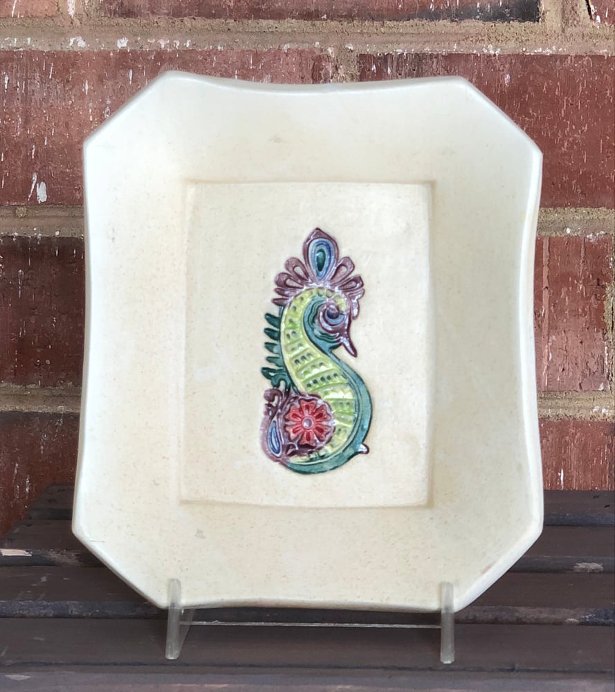 Image of Green Seahorse Rectangular Plate