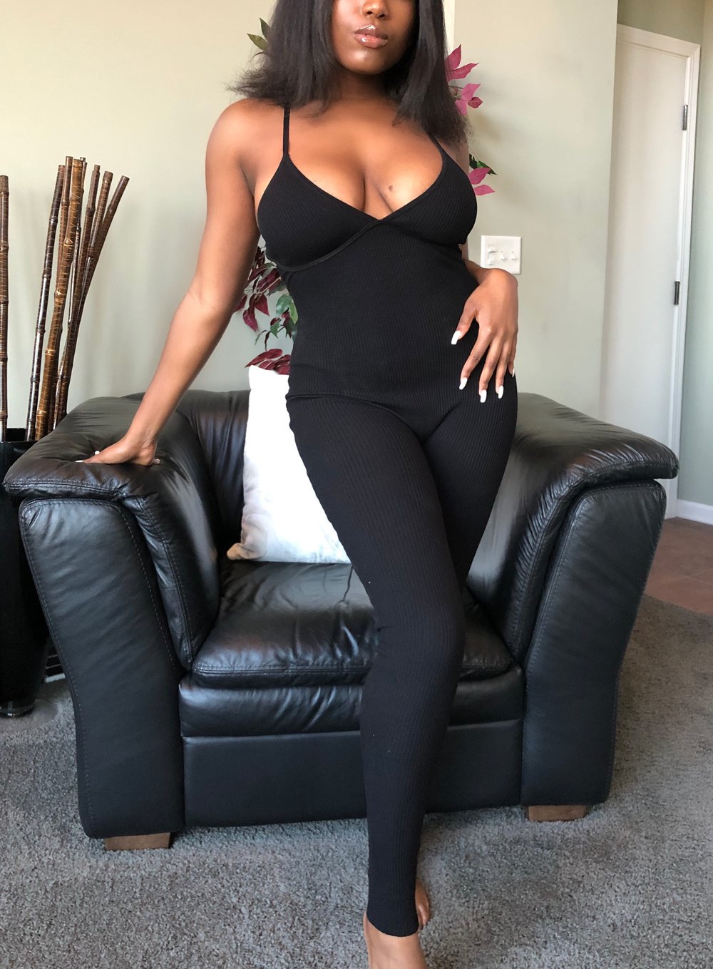 The Ribbed Knit Playsuit - Black 